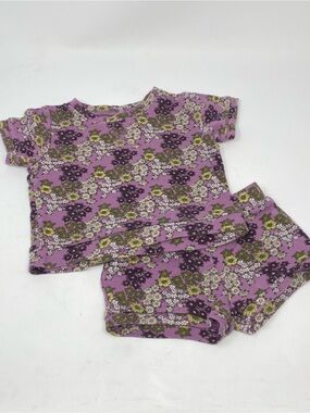 Kate Quinn Tee and Short Set Wildflower Violet Organic Cotton 12-18 months